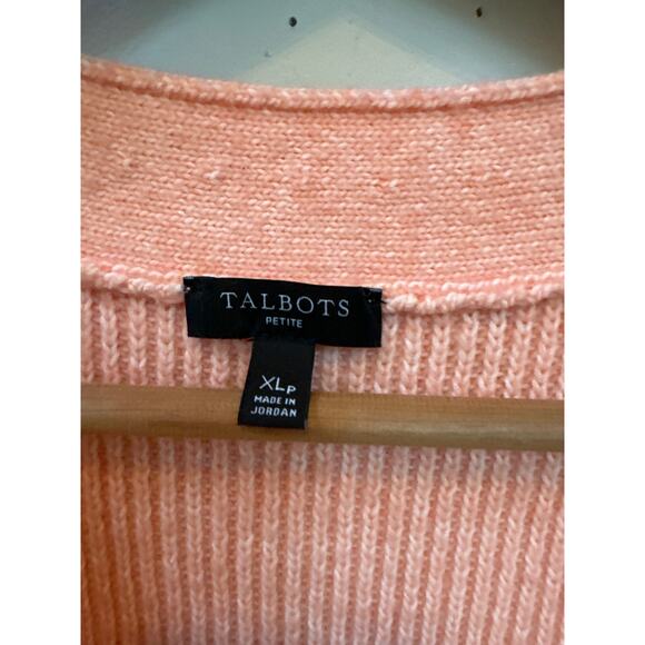 Talbots Women's Sweater Cardigan Peach Size XL Petite Preppy Classic Basic - Picture 2 of 6